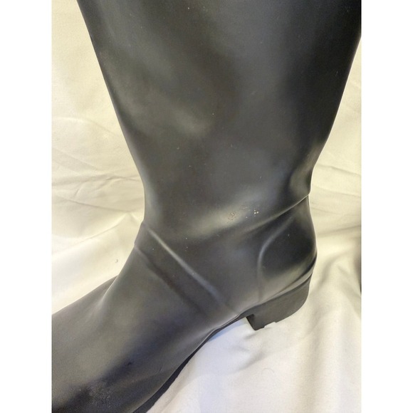 Hunter Women's Black Tall Adjustable Back Rain Boots Rubber Size US 7 EU 38 - Picture 5 of 7